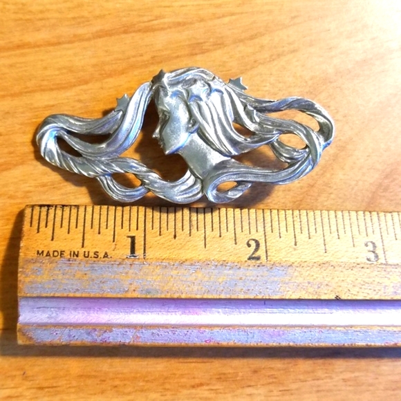 Vtg Pewter pin - brooch - Starry Girl - Picture 6 of 8